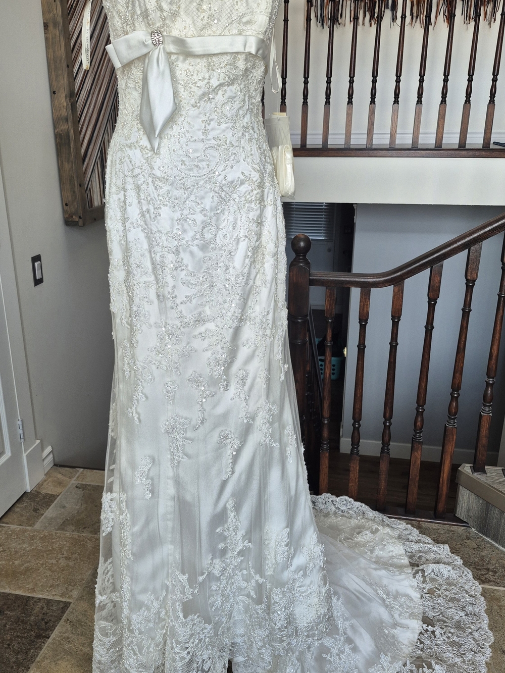 Sottero and Midgley All Ivory Beaded Lace Bridal Gown